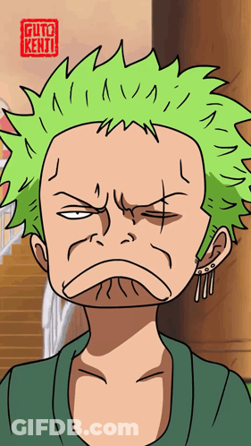 A Cartoon Drawing Of A Man With Green Hair And The Name Guto Kenti On The Corner GIF