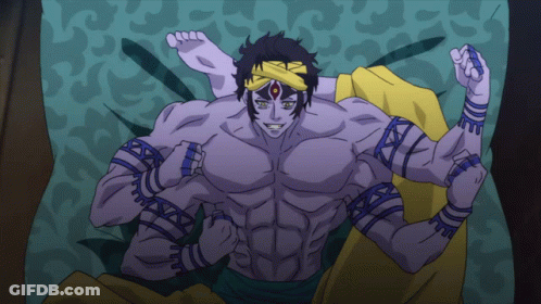 A Cartoon Drawing Of A Man With Many Arms GIF