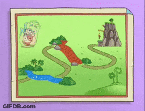 A Cartoon Drawing Of A Map With The Letter S In The Middle GIF