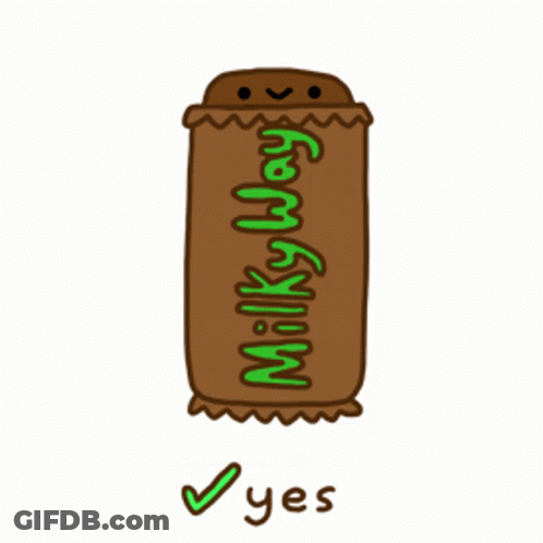 A Cartoon Drawing Of A Milky Way Candy Bar GIF