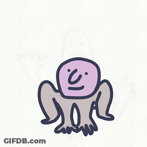 A Cartoon Drawing Of A Monkey With A Purple Head GIF