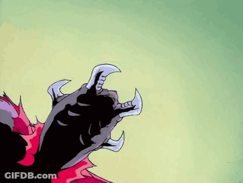 A Cartoon Drawing Of A Monster 'S Claws With A Yellow Background GIF