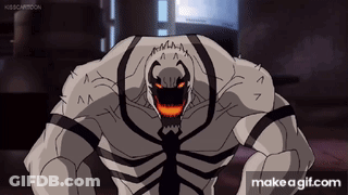 A Cartoon Drawing Of A Monster With A Glowing Orange Mouth GIF