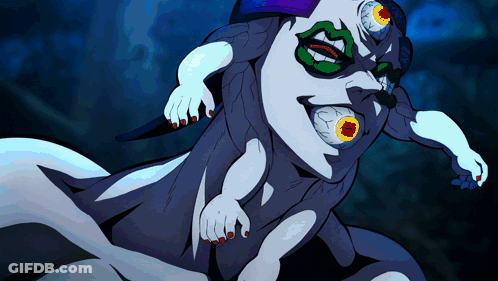A Cartoon Drawing Of A Monster With A Knife In Its Hand GIF