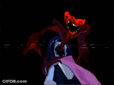A Cartoon Drawing Of A Monster With A Large Red Mouth GIF