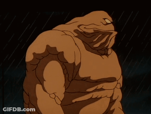 A Cartoon Drawing Of A Monster With A Lightning Bolt Behind Him GIF