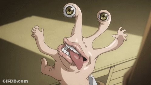 A Cartoon Drawing Of A Monster With A Tongue Out GIF