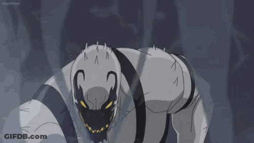 A Cartoon Drawing Of A Monster With Spikes On It 'S Body GIF
