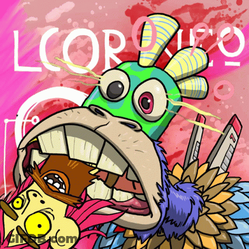 A Cartoon Drawing Of A Monster With The Words Lcor On The Bottom GIF