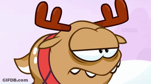 A Cartoon Drawing Of A Moose With Antlers And A Red Scarf Around Its Neck GIF