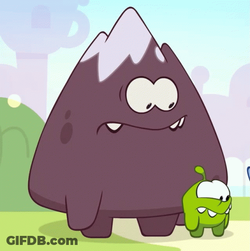A Cartoon Drawing Of A Mountain And A Smaller Monster GIF