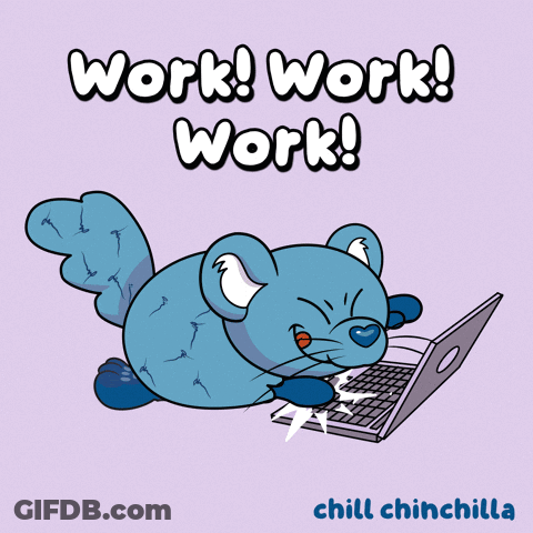 A Cartoon Drawing Of A Mouse Using A Laptop With The Words Work Work Work Written Above It GIF
