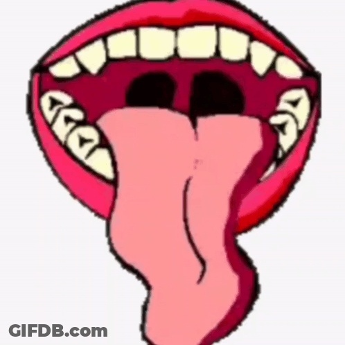 A Cartoon Drawing Of A Mouth With A Tongue Sticking Out GIF