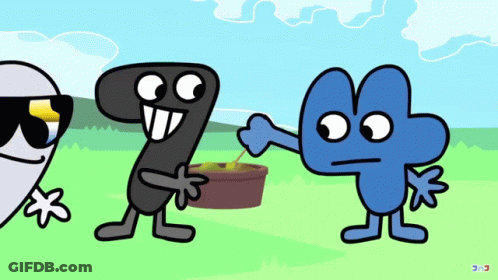 A Cartoon Drawing Of A Number Seven And A Number Four Standing Next To Each Other GIF