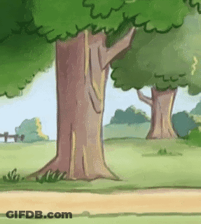 A Cartoon Drawing Of A Park With Trees And A Dirt Road GIF