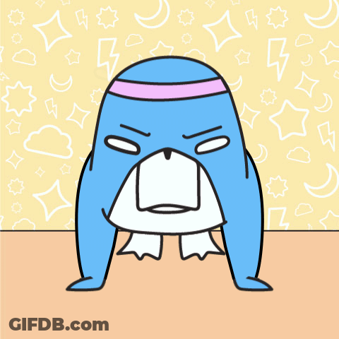 A Cartoon Drawing Of A Penguin Wearing A Pink Band Around Its Head GIF