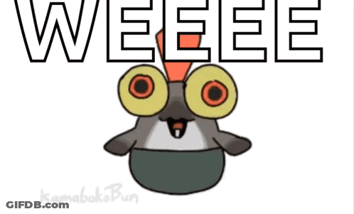 A Cartoon Drawing Of A Penguin With Big Eyes And The Words Weeeee GIF