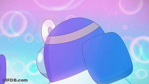 A Cartoon Drawing Of A Penguin With Bubbles Behind It GIF