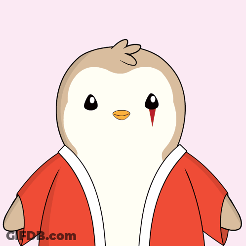 A Cartoon Drawing Of A Penguin With The Words Thank You Above It GIF