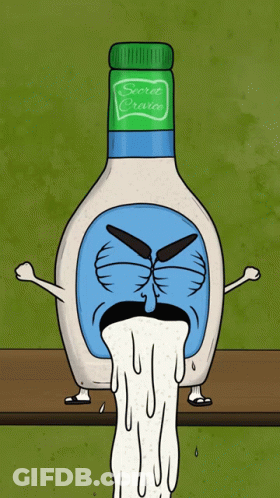 A Cartoon Drawing Of A Pepperoni Pizza With Cheese Pouring Out Of It 'S Face GIF