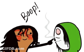 A Cartoon Drawing Of A Person Blowing A Smoke Bomb With The Word Boop Written Above Them GIF
