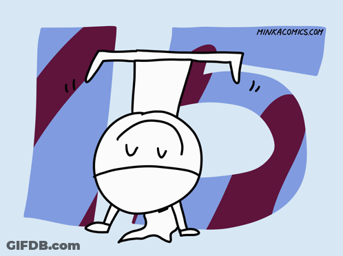 A Cartoon Drawing Of A Person Doing A Handstand With The Number 15 In The Background GIF