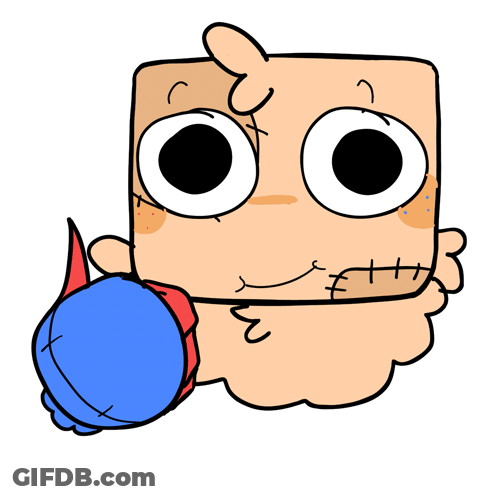 A Cartoon Drawing Of A Person Holding A Blue And Red Object GIF