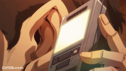 A Cartoon Drawing Of A Person Holding A Phone With A White Screen GIF