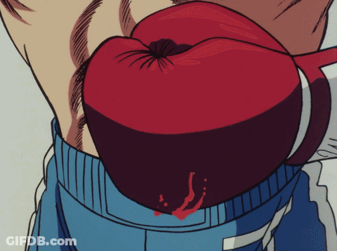 A Cartoon Drawing Of A Person Holding A Red Apple With Blood Coming Out Of It GIF