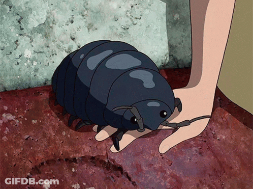 A Cartoon Drawing Of A Person Holding A Small Bug GIF