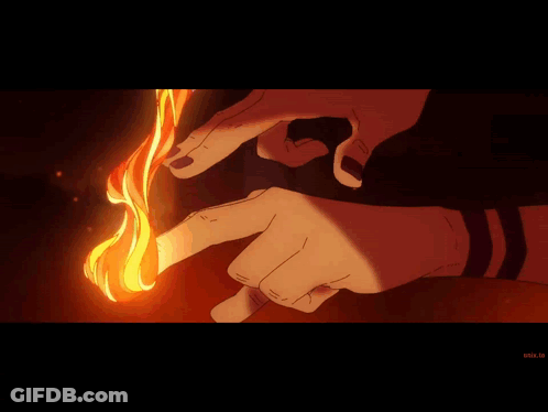 A Cartoon Drawing Of A Person Holding A Torch With A Fire Coming Out Of Their Finger GIF