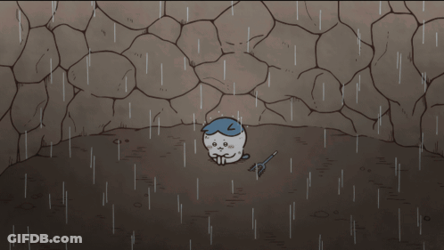 A Cartoon Drawing Of A Person In A Cave With A Shovel GIF