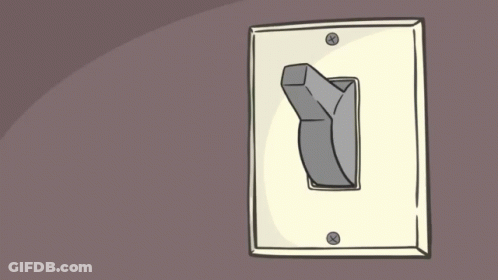 A Cartoon Drawing Of A Person Pressing A Light Switch With Their Finger GIF