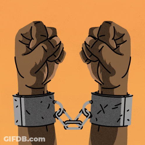 A Cartoon Drawing Of A Person 'S Hands In Chains With The Letter X Visible GIF