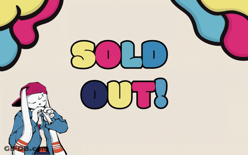 A Cartoon Drawing Of A Person Singing Into A Microphone With The Words Sold Out Behind Them GIF