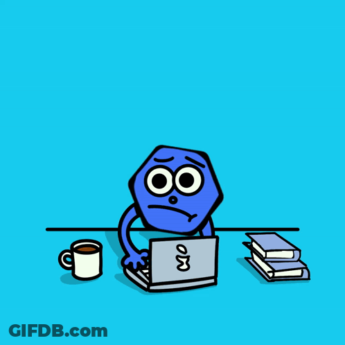 A Cartoon Drawing Of A Person Sitting At A Desk With A Laptop GIF