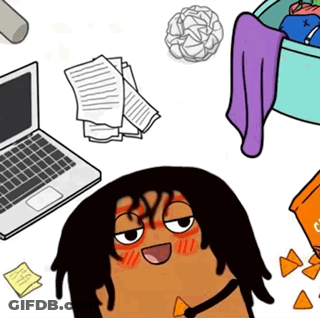 A Cartoon Drawing Of A Person Sitting In Front Of A Laptop Computer GIF