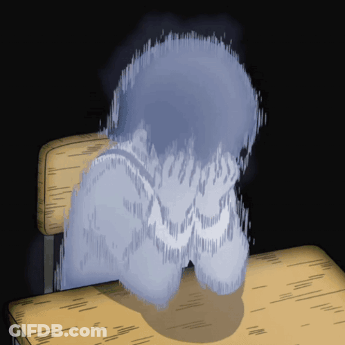 A Cartoon Drawing Of A Person Sitting On A Desk GIF