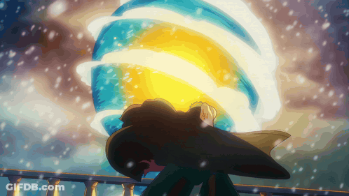 A Cartoon Drawing Of A Person Standing In Front Of A Glowing Ball GIF