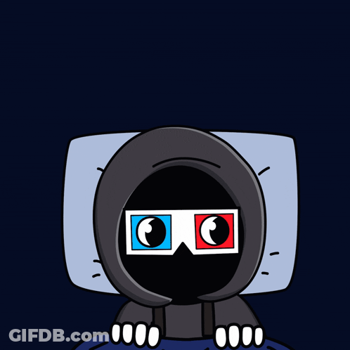 A Cartoon Drawing Of A Person Wearing 3D Glasses And The Words Good Night GIF