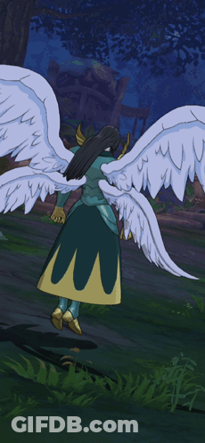 A Cartoon Drawing Of A Person Wearing A Blue Hat With Wings On It GIF