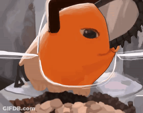 A Cartoon Drawing Of A Person Wearing A Chainsaw GIF