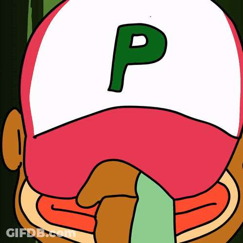 Cartoon Person Wearing Green P Hat GIF