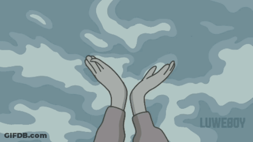 A Cartoon Drawing Of A Person Wearing Gloves With The Word Luweboy On The Bottom GIF