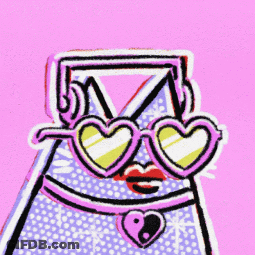 A Cartoon Drawing Of A Person Wearing Heart Shaped Sunglasses GIF