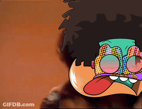 A Cartoon Drawing Of A Person Wearing Sunglasses With A Tongue Out GIF