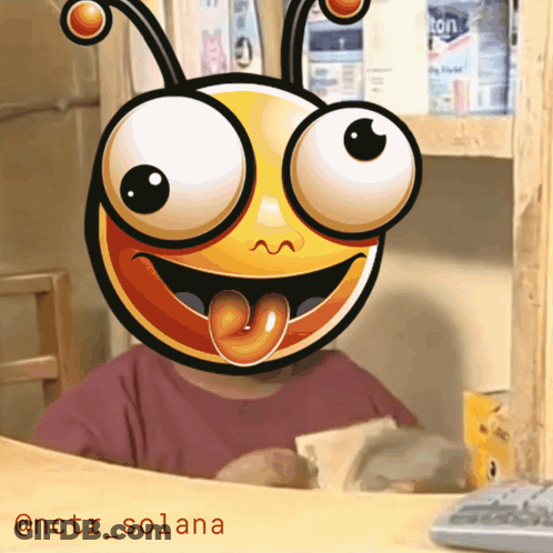A Cartoon Drawing Of A Person With A Bee Face On Their Head GIF