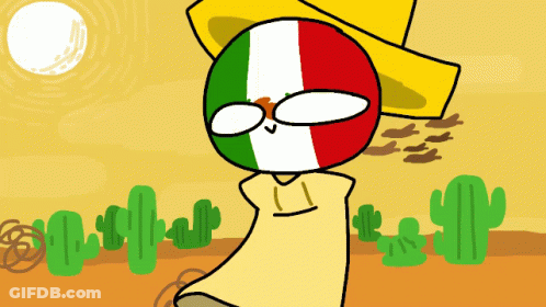 A Cartoon Drawing Of A Person With A Mexican Flag On Their Face GIF