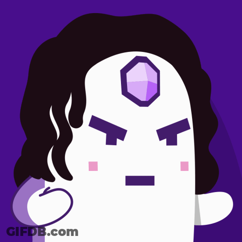 A Cartoon Drawing Of A Person With A Purple Hexagon On Their Forehead GIF