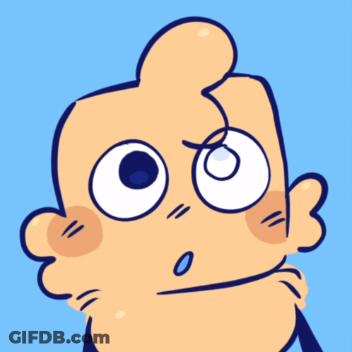 A Cartoon Drawing Of A Person With Big Blue Eyes GIF